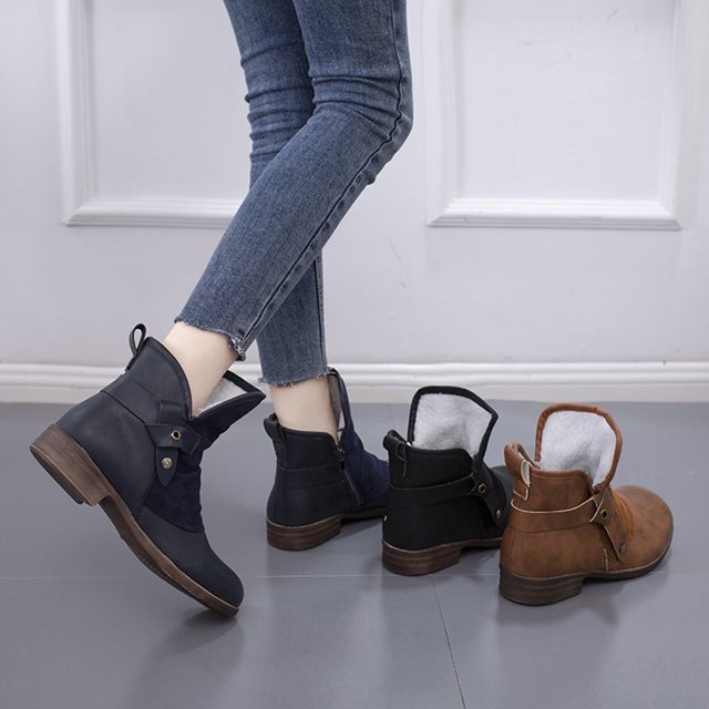 ELISE™ WARM LOW HEEL ORTHOPEDIC LEATHER ANKLE BOOTS