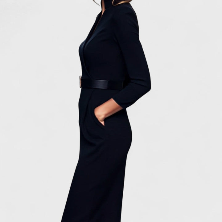 Maye™ Refined Black Dress + FREE belt