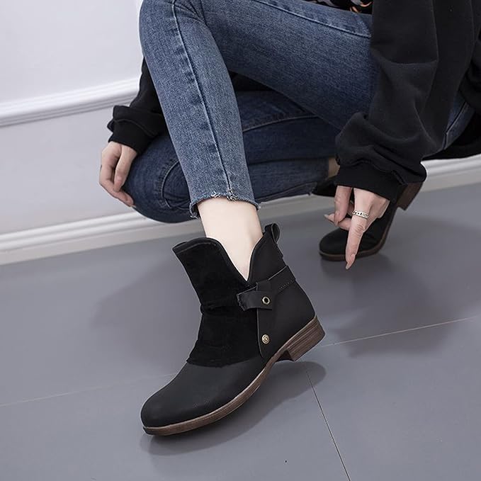 ELISE™ WARM LOW HEEL ORTHOPEDIC LEATHER ANKLE BOOTS