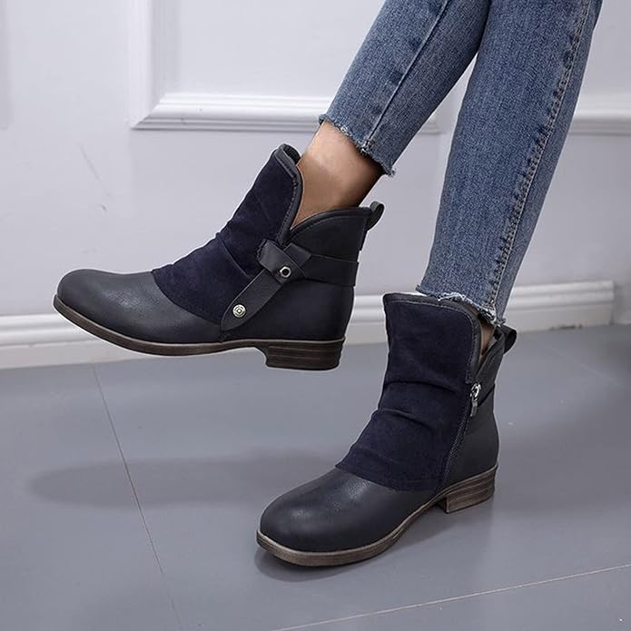 ELISE™ WARM LOW HEEL ORTHOPEDIC LEATHER ANKLE BOOTS