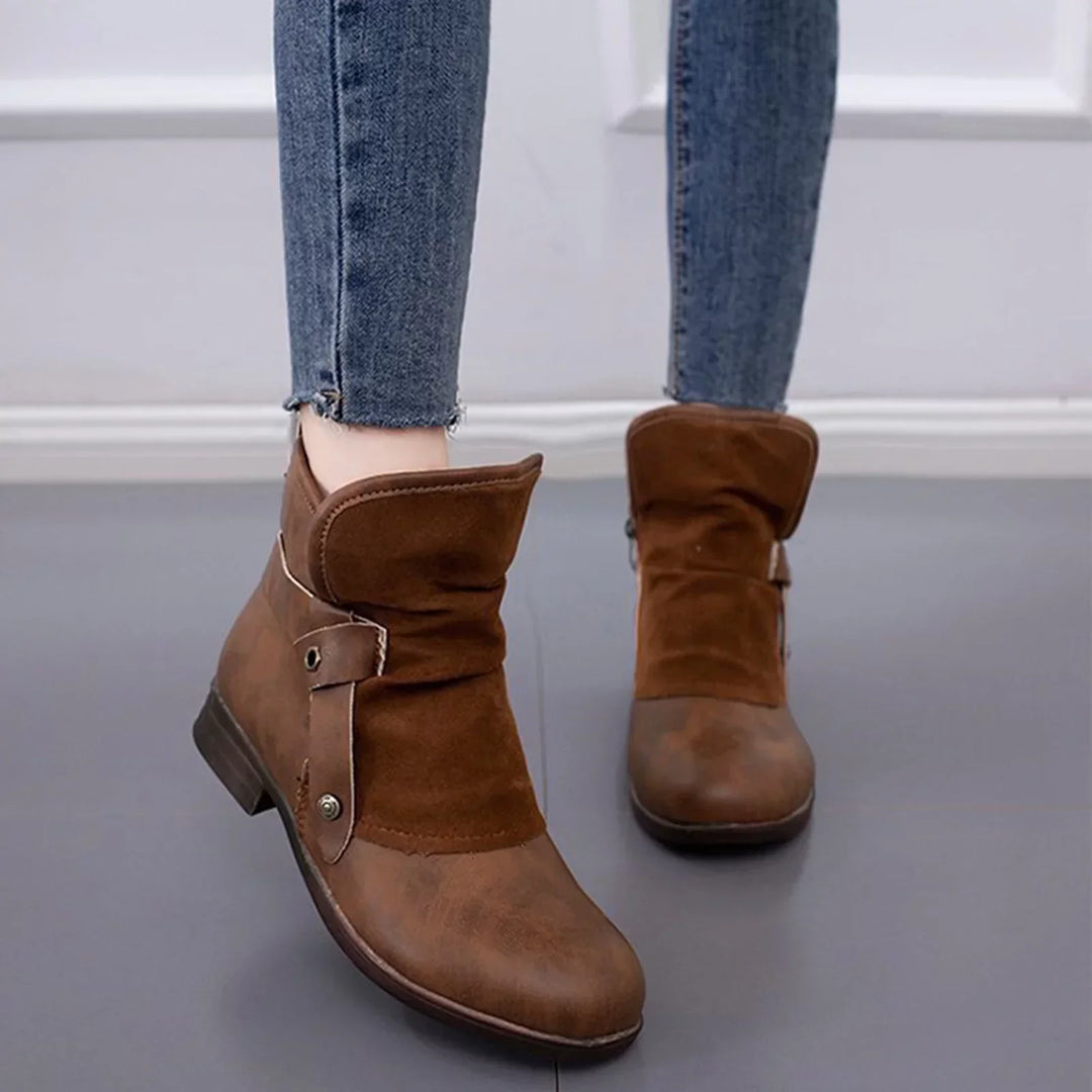 ELISE™ WARM LOW HEEL ORTHOPEDIC LEATHER ANKLE BOOTS