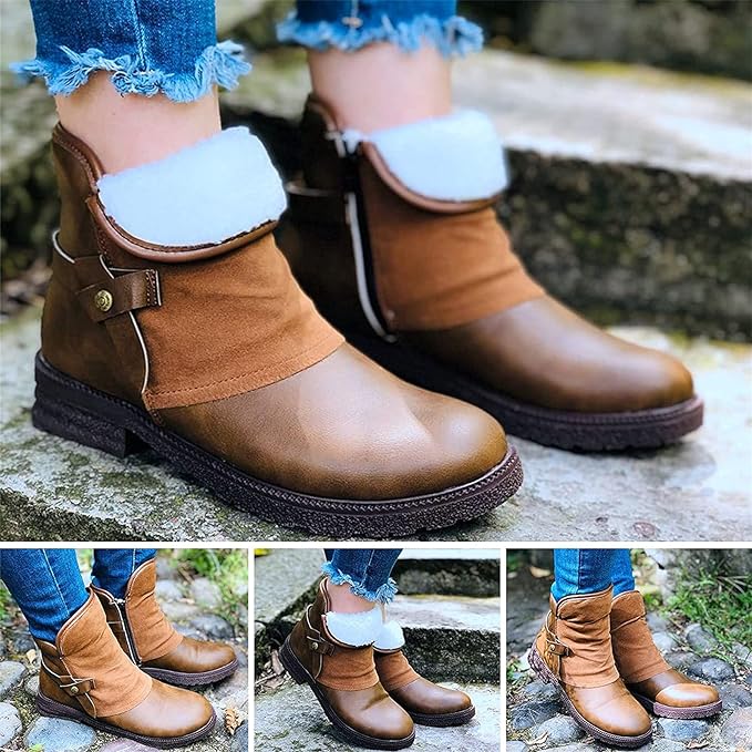 ELISE™ WARM LOW HEEL ORTHOPEDIC LEATHER ANKLE BOOTS