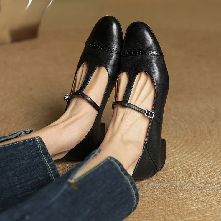 Esmira Strap Leather Pumps