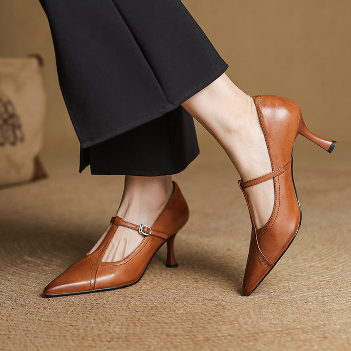 Aveline Lambskin Leather Heels