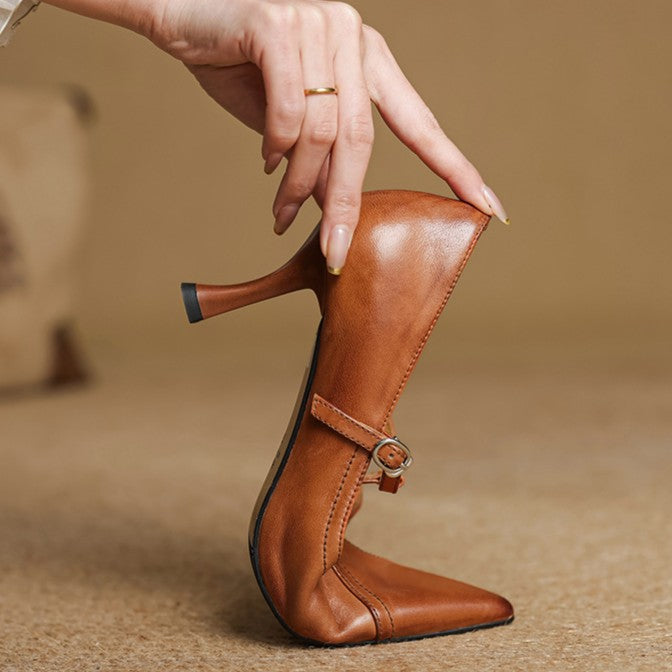 Aveline Lambskin Leather Heels