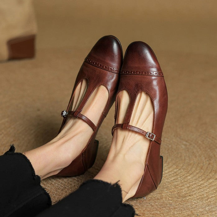 Esmira Strap Leather Pumps