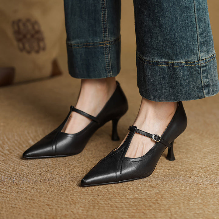 Aveline Lambskin Leather Heels