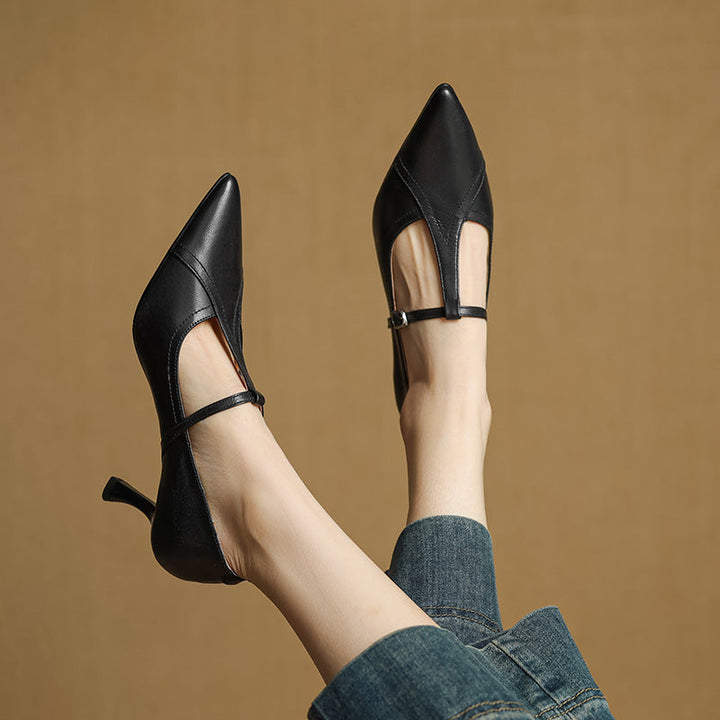 Aveline Lambskin Leather Heels
