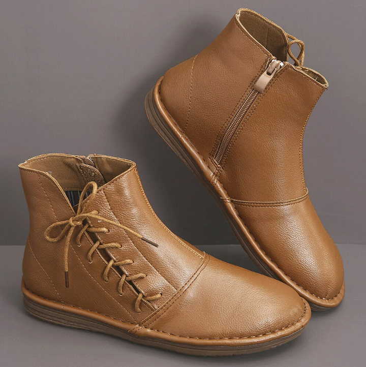 PREMIUM™ FLAT AUTUMN BOOTS WITH SIDE ZIP AND LACES